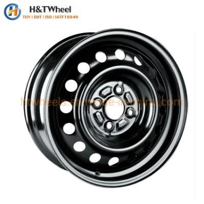 H&T Wheel 554208 15X5.5 PCD 4X100 15 Inch Passenger Car Black Wheel Steel Rims