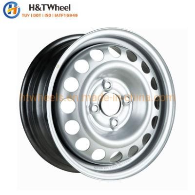 H&T Wheel 444208 14 Inch 14X5.0 4X100 Coated 4 Holes Black Steel Car Wheel Rim