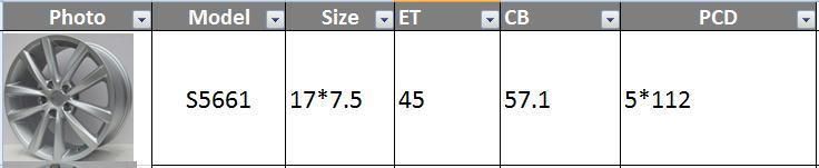 S5661 JXD Brand Auto Spare Parts Alloy Wheel Rim Replica Car Wheel for Volkswagen Passat Sagitar