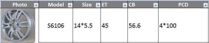 S6106 JXD Brand Auto Spare Parts Alloy Wheel Rim Replica Car Wheel for Chevrolet Lova