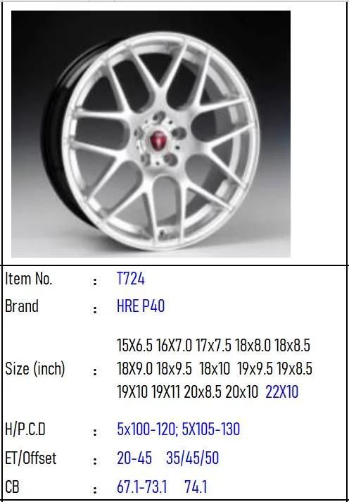T724 Aluminium Alloy Car Wheel Rim Auto Aftermarket Wheel