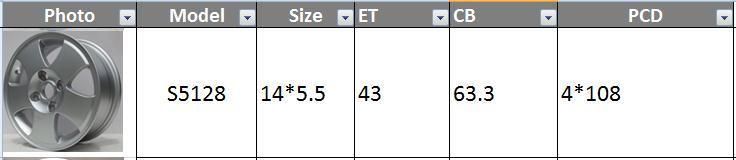 S5128 JXD Brand Auto Spare Parts Alloy Wheel Rim Replica Car Wheel for Ford Fiesta