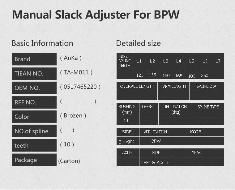 Manual Brake Slack Adjuster for Haldex Black OEM 0517465220
