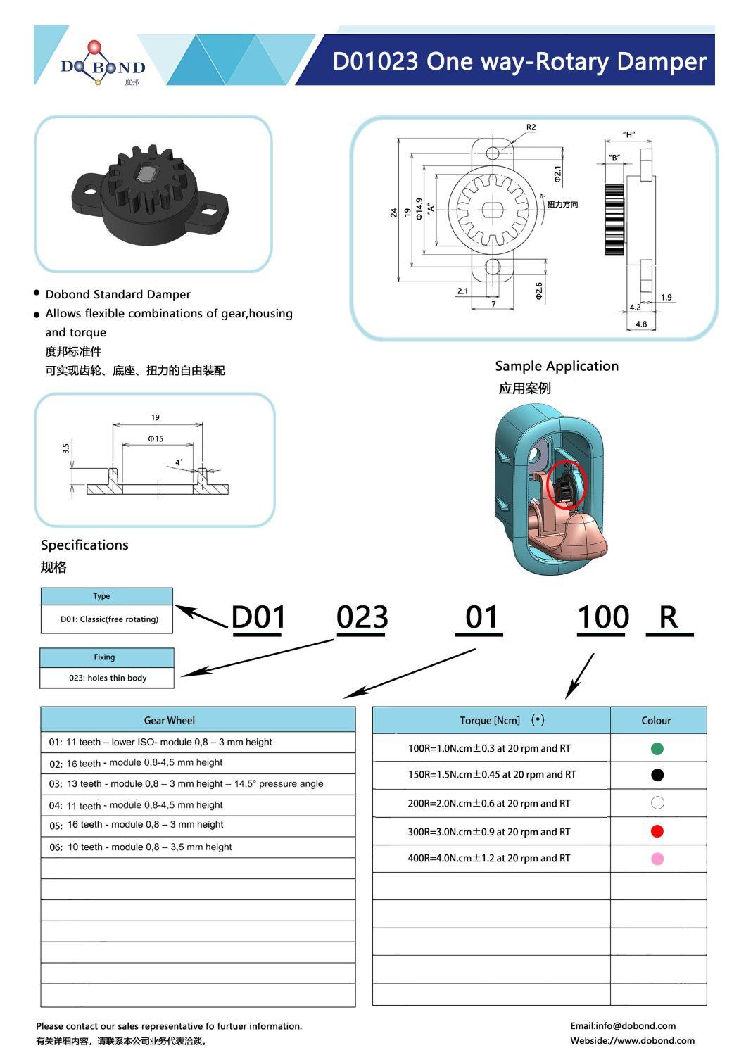 Barrel Damper Soft to Close Plastic Rotary Gear Damper for Storage Box