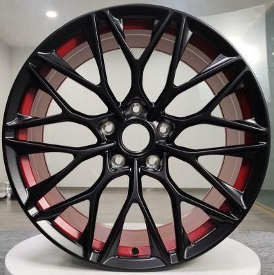 1 Piece Forged Alloy Rims Wheels with Matt Black+Red Coatings Lines with Customized Wheel Racing