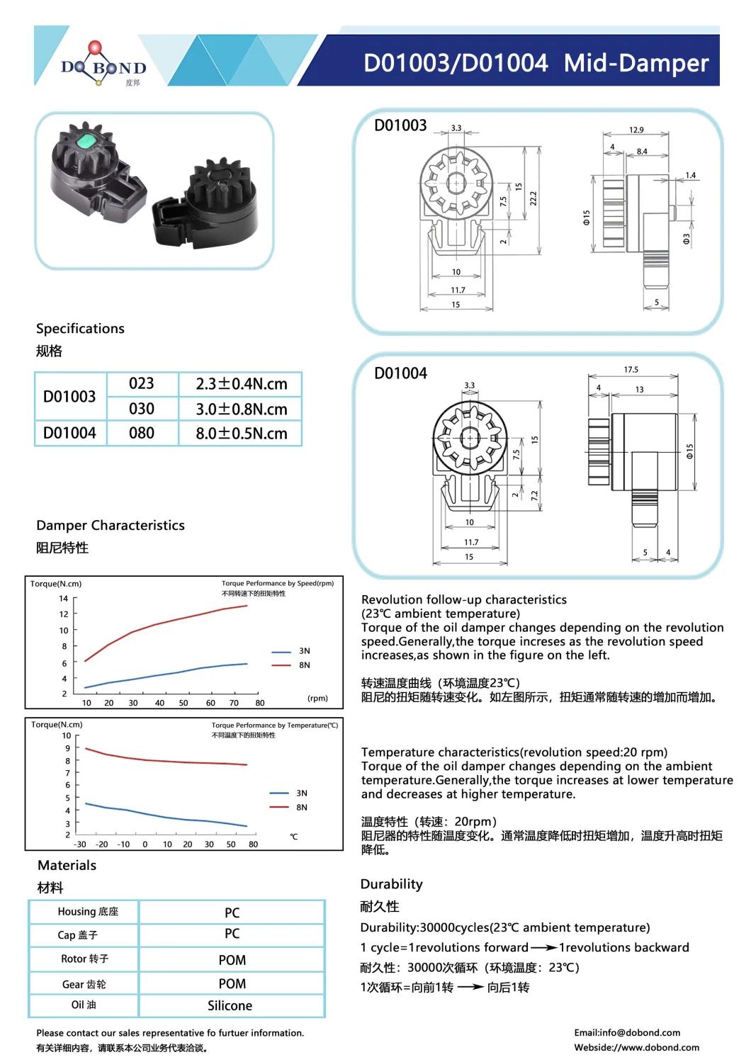 Plastic Rotary Damper Silicone Damper Drawer Damper