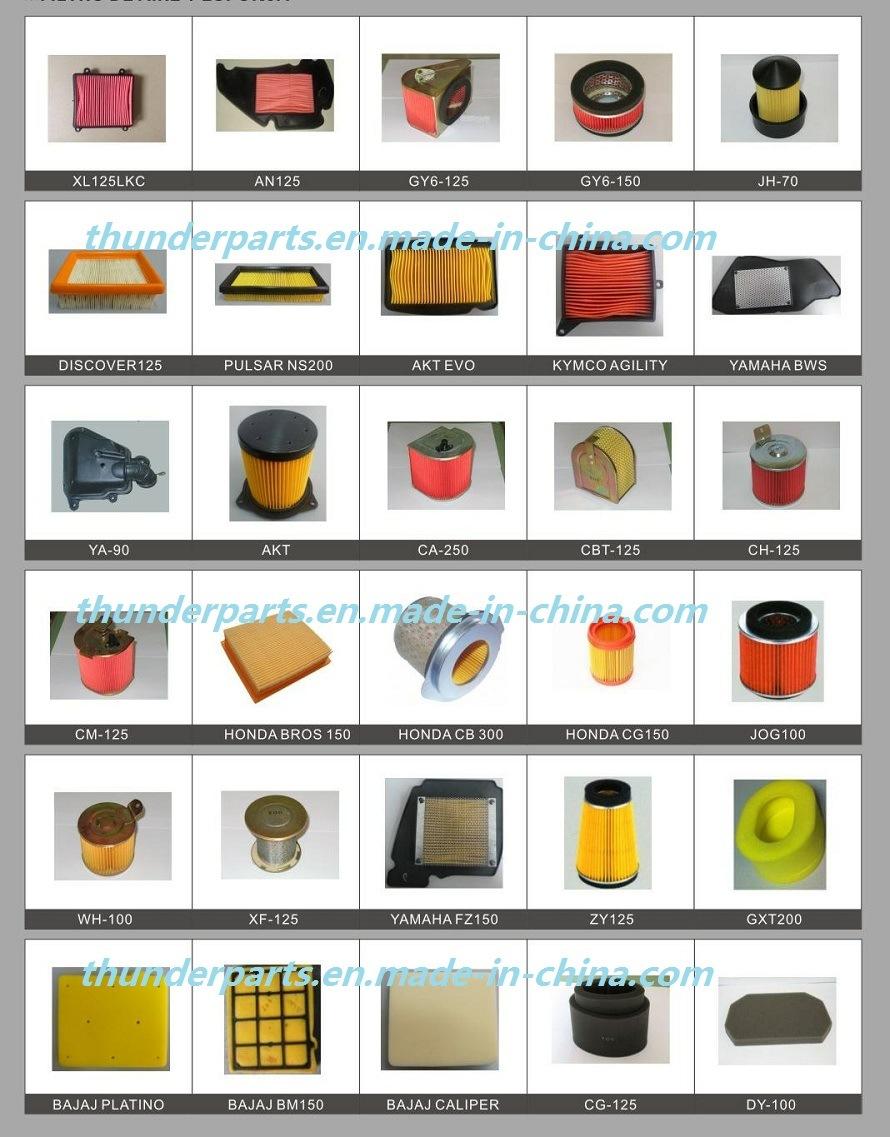 Parts for Motorcycle Air Fuel Filters/Cleaners/Foam/Relay/Cdi/Horn/Sprocket/Pumps/Cock/Lever/Padel/Wheels/Absobers/Meters/Lamps/Brake Pumps/Cables/Gears/Wires