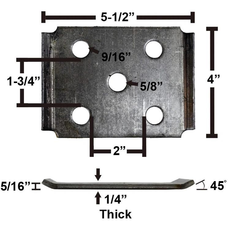 Trailer Axle Tie Plate for 2" Axle and 1 3/4" Spring