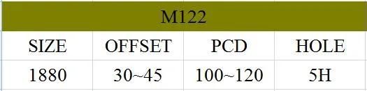 M122 JXD Brand Auto Spare Parts Alloy Wheel Rim Aftermarket Car Wheel