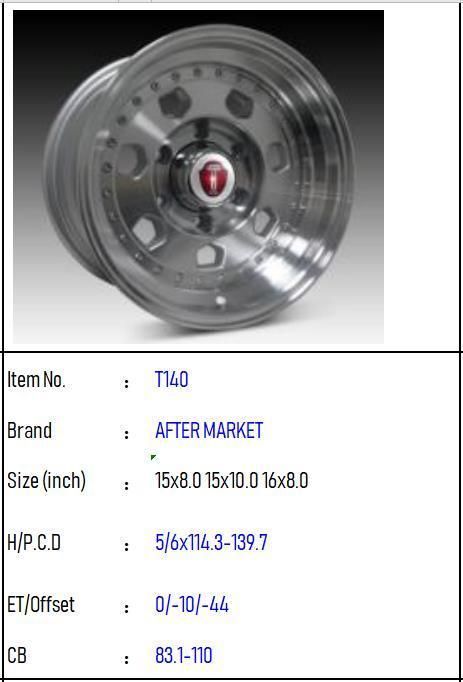 T140 Aluminium Alloy Car Wheel Rim Auto Aftermarket Wheel