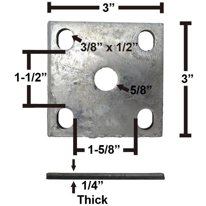 Galvanized Trailer Axle Tie Plate for 1 1/2" Axle and 1 3/4" Spring
