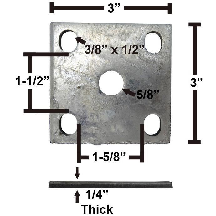 Galvanized Trailer Axle Tie Plate for 1 1/2" Axle and 1 3/4" Spring