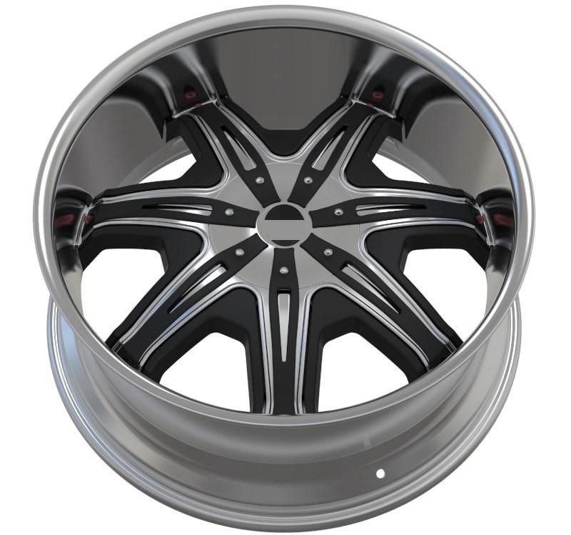 22 Inch Aftermarket Black Sliver Chrome Alloy Wheel Hub with Deep Lip Aluminum