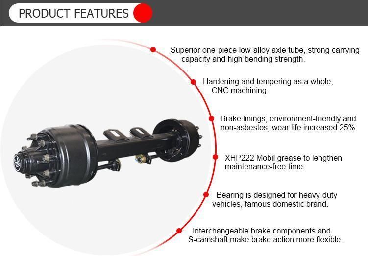 American Type Shaft for Trailer Axles 13t American Type Rear Axle for Trailer and Heavy Duty Truck