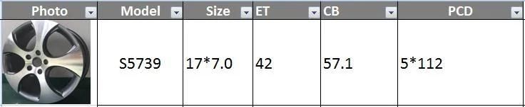 S5739 JXD Brand Auto Spare Parts Alloy Wheel Rim Replica Car Wheel for Volkswagen Golf
