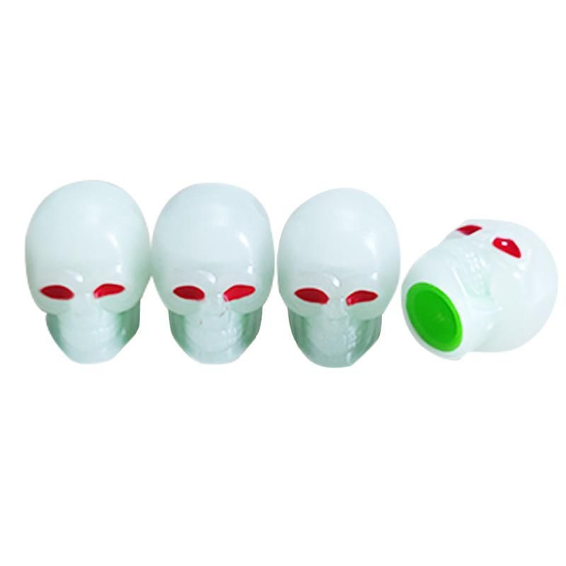 Plastic Skull Luminous Auto Glow in The Dark Tire Valve Caps Dust Cover for Car