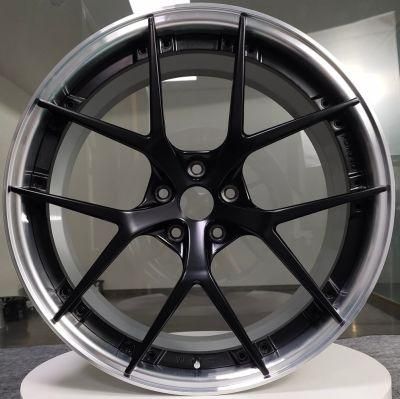 2 Piece Forged Aluminum Mag Rims Wheel with Silver Wheel Barrel and Matt Black Center Disk for Customized Car Rim Wheels