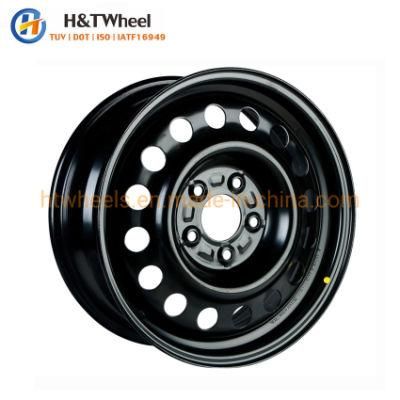 H&T Wheel 675802 16 Inch 16X6.5 5X115 Black E-Coating Passenger Steel Car Wheel Rims