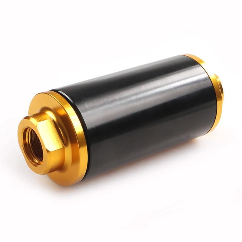 New Universal 58mm Aluminium Inline High Flow Fuel Filter with An6 An8 An10 Fittings for Racing Cars