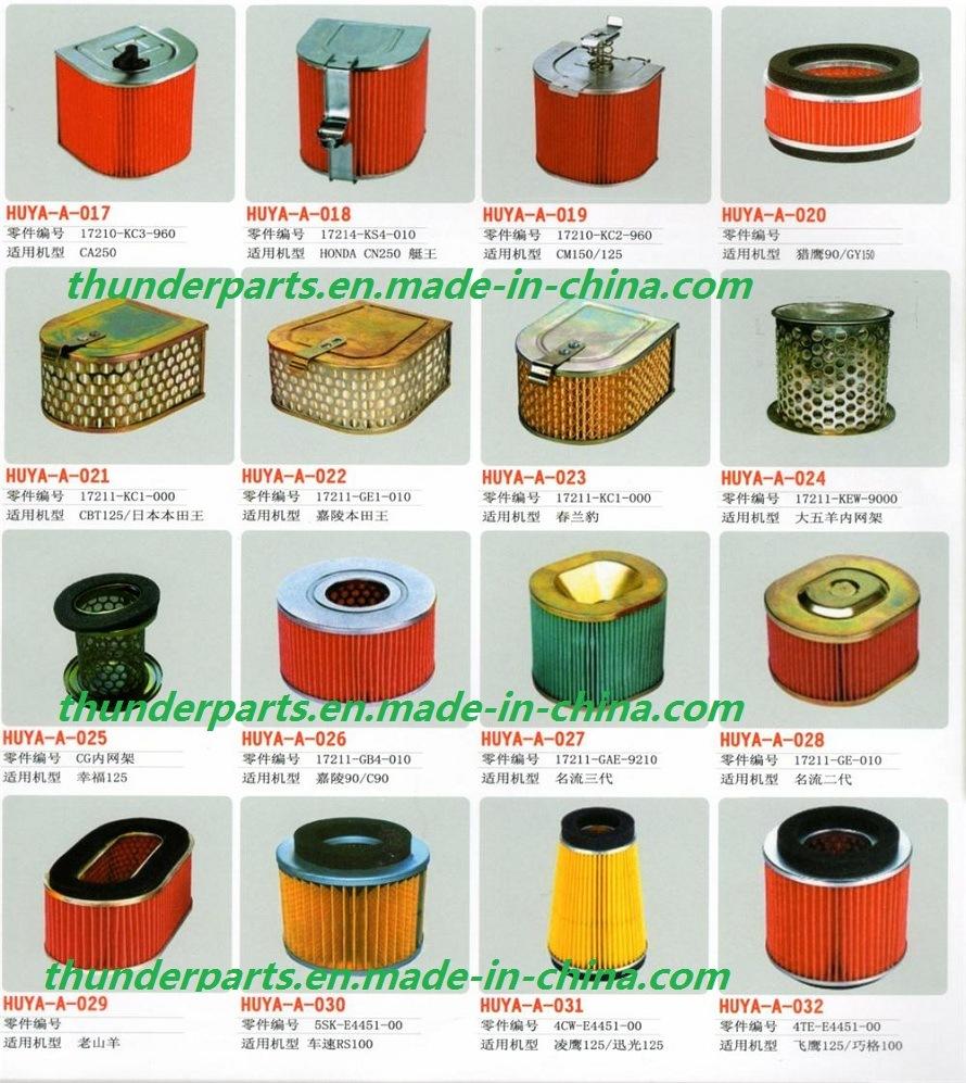 Parts for Motorcycle Air Fuel Filters/Cleaners/Foam/Relay/Cdi/Horn/Sprocket/Pumps/Cock/Lever/Padel/Wheels/Absobers/Meters/Lamps/Brake Pumps/Cables/Gears/Wires