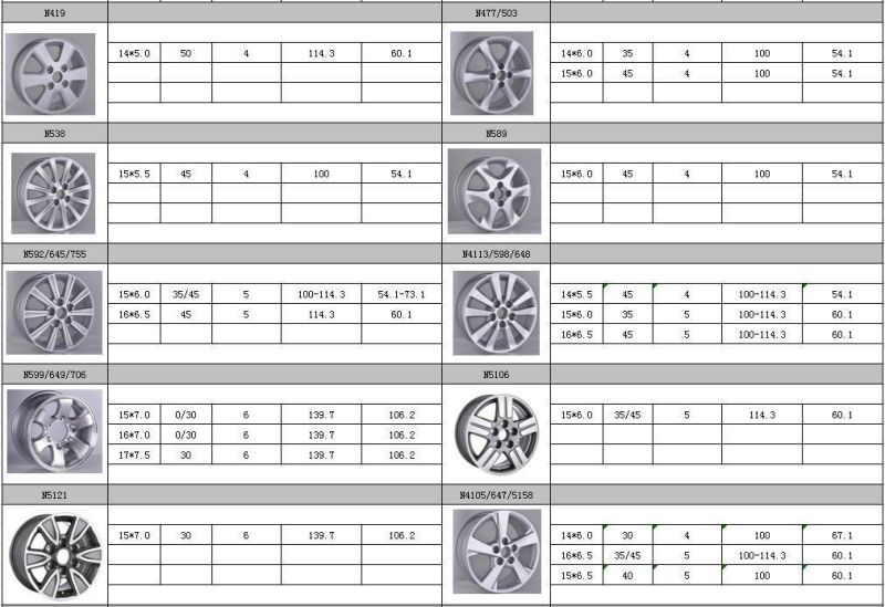 N589 JXD Brand Auto Spare Parts Alloy Wheel Rim Replica Car Wheel for Toyota Corolla EX