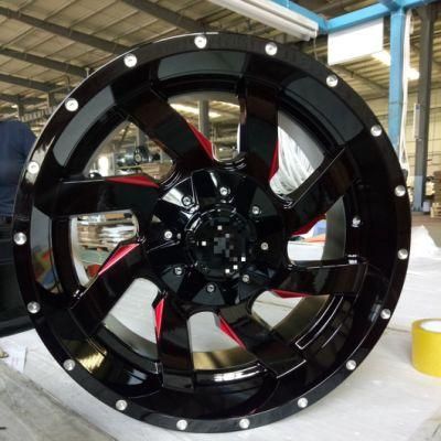 Sj OEM ODM Aluminum Alloy Wheel 20X10 6X139.7 Black Red Milling Spoke Passenger Car Wheels