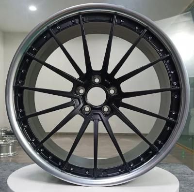 2 Piece Matt Black with Polishing Lip for Customized Rims Aluminum Mag Wheels