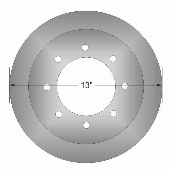 13", 8 on 6 1/2" Bolt Pattern E-Coat Finish Disc Brake Rotor (with 9/16" Holes)