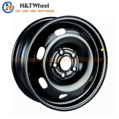 H&T Wheel 465201 Black 14 Inch 14X6 5X100 Steel Rims for Passenger Cars