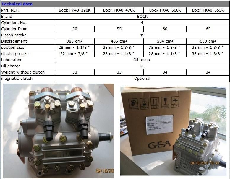 Genuine Bock Compressor Fkx40-655K Bus Air Conditioner Parts