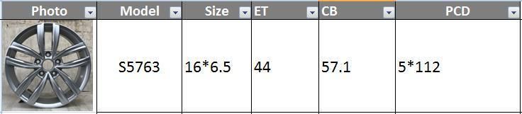 S5763 JXD Brand Auto Spare Parts Alloy Wheel Rim Replica Car Wheel for Volkswagen Passat