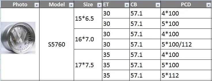 S5760 JXD Brand Auto Spare Parts Alloy Wheel Rim Replica Car Wheel for Volkswagen