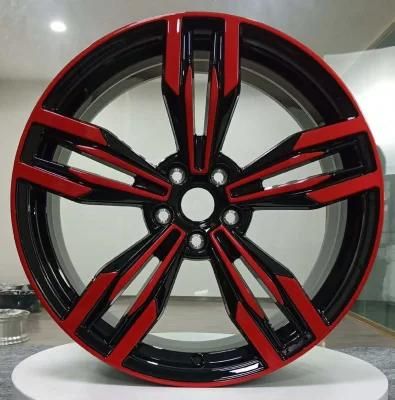 1 Piece Forged Aluminum Mag Rims with Black+Red Coating Customized Wheels
