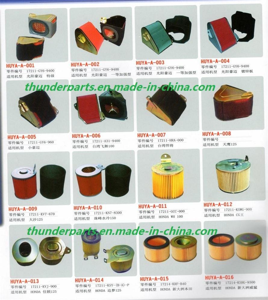 Parts for Motorcycle Air Fuel Filters/Cleaners/Foam/Relay/Cdi/Horn/Sprocket/Pumps/Cock/Lever/Padel/Wheels/Absobers/Meters/Lamps/Brake Pumps/Cables/Gears/Wires