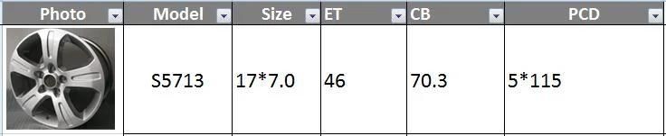 S5713 JXD Brand Auto Spare Parts Alloy Wheel Rim Replica Car Wheel for Chevrolet Captiva 2015