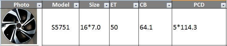 S5751 JXD Brand Auto Spare Parts Alloy Wheel Rim Replica Car Wheel for Honda Accord 2016