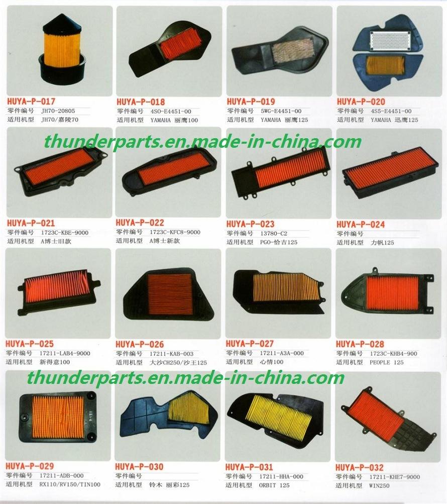 Parts for Motorcycle Air Fuel Filters/Cleaners/Foam/Relay/Cdi/Horn/Sprocket/Pumps/Cock/Lever/Padel/Wheels/Absobers/Meters/Lamps/Brake Pumps/Cables/Gears/Wires