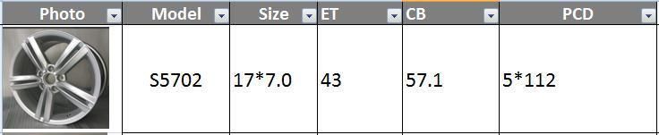 S5702 JXD Brand Auto Spare Parts Alloy Wheel Rim Replica Car Wheel for Volkswagen Lamando