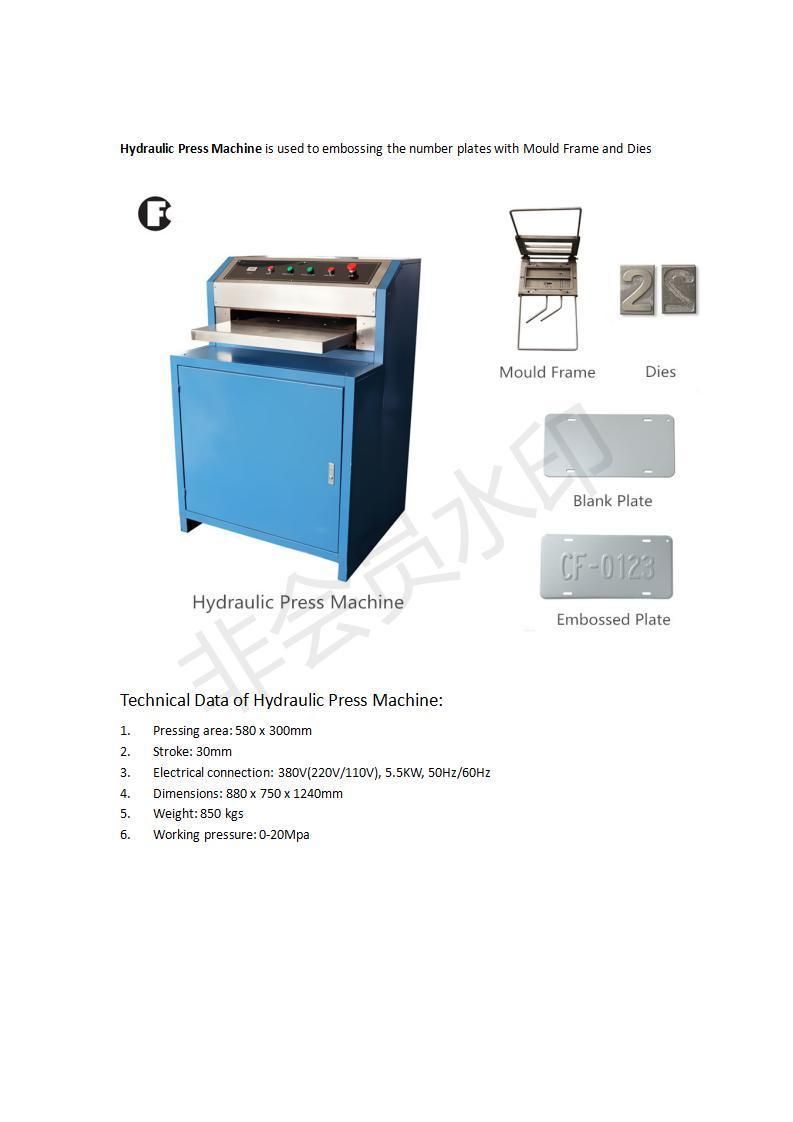 Hydraulic Embossed Machine, Number Plate Embossing Machine