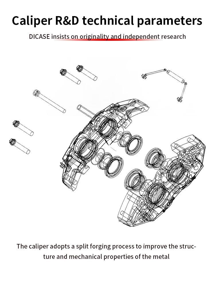 Dicase Front D41 4 Pot Caliper with 330mm Disc for Jeep Wrangler Jk 2007 R17 (by railway)