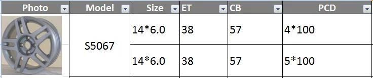 S5067 JXD Brand Auto Spare Parts Alloy Wheel Rim Replica Car Wheel for Volkswagen Santana Polo