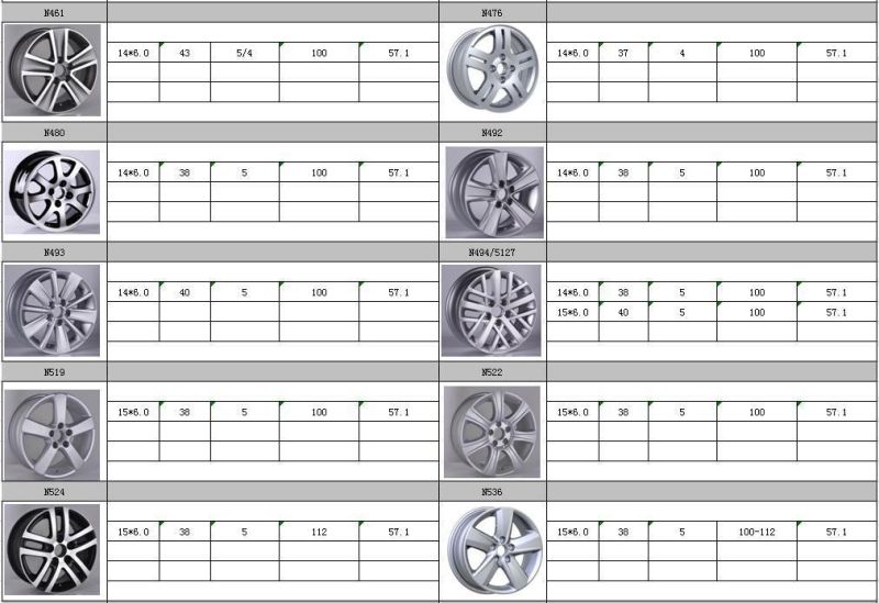 N493 JXD Brand Auto Spare Parts Alloy Wheel Rim Replica Car Wheel for Volkswagen