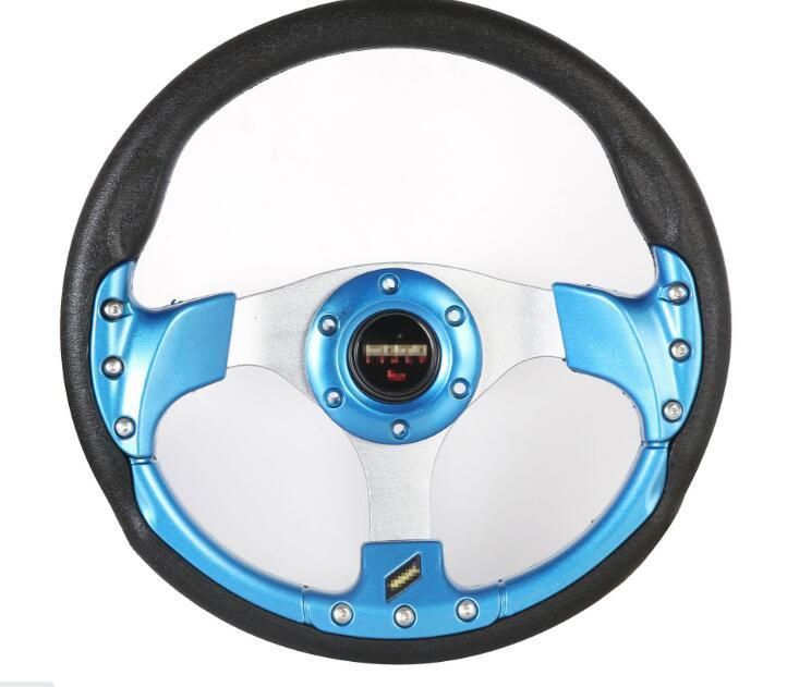 14in Blue Car Steering Wheel with PU Aluminum Bracket