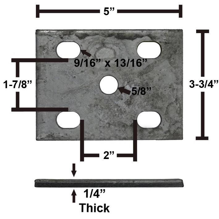 Galvanized Trailer Axle Tie Plate for 2" or 2 3/8" Axle and 1 3/4" Spring