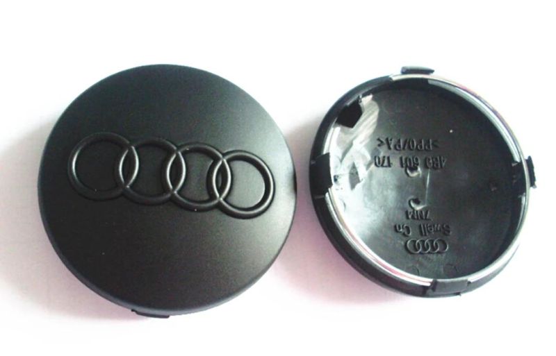 60mm Custom ABS Chrome Car Logo Black Base Center Wheel Caps