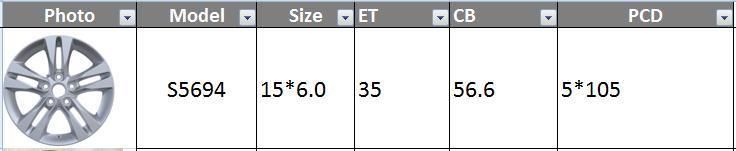 S5694 JXD Brand Auto Spare Parts Alloy Wheel Rim Replica Car Wheel for Chevrolet Cruze