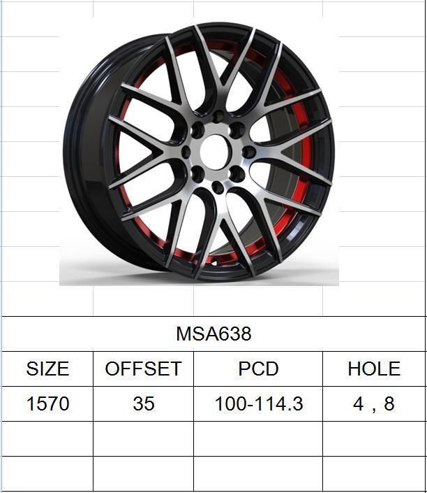 MSA638 JXD Brand Auto Replica Alloy Wheel Rim for Car Tyre With ISO
