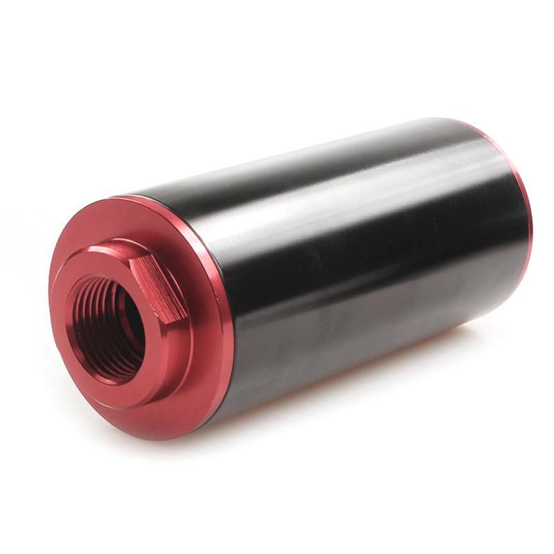 New Universal 50mm Aluminium Inline Fuel Filter with An6 An8 An10 Fittings for Racing Cars