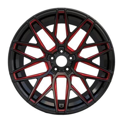 Am Aluminium Alloy Wheel 18X9 5X114.3 Black Milled Red Clearcoat