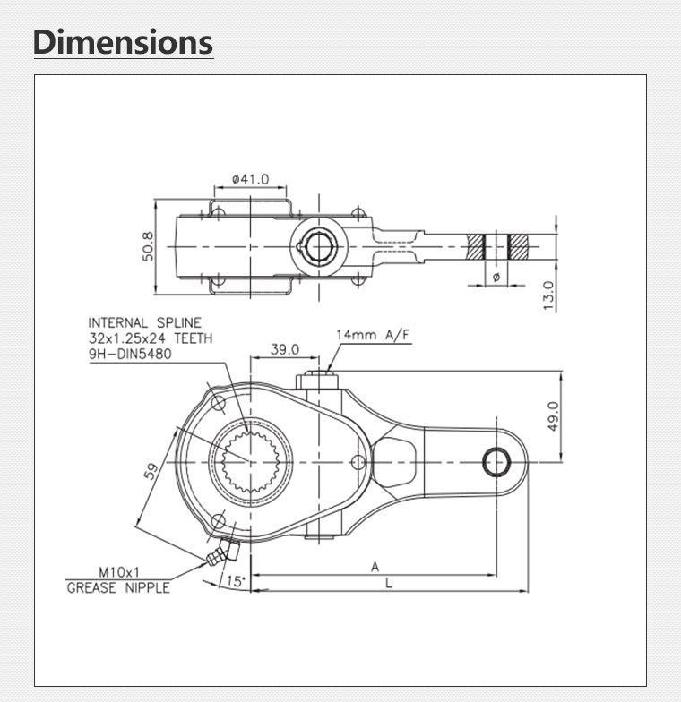 Super Quality Truck Brake Linings Tata 264142110160 Manual Slack Adjuster